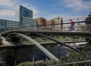 Corktown Footbridge crossing over Rideau Canal, University of Ottawa