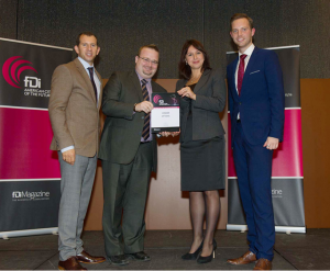 From Left to Right: Dr. Henry Loewendahl, CEO of WAVTEQ Stephen Blais, Ottawa City Councillor Lana Legostaeva, Vice-President of Invest Ottawa Chris Knight, Global Commercial Director of fDi Intelligence (Financial Times) 