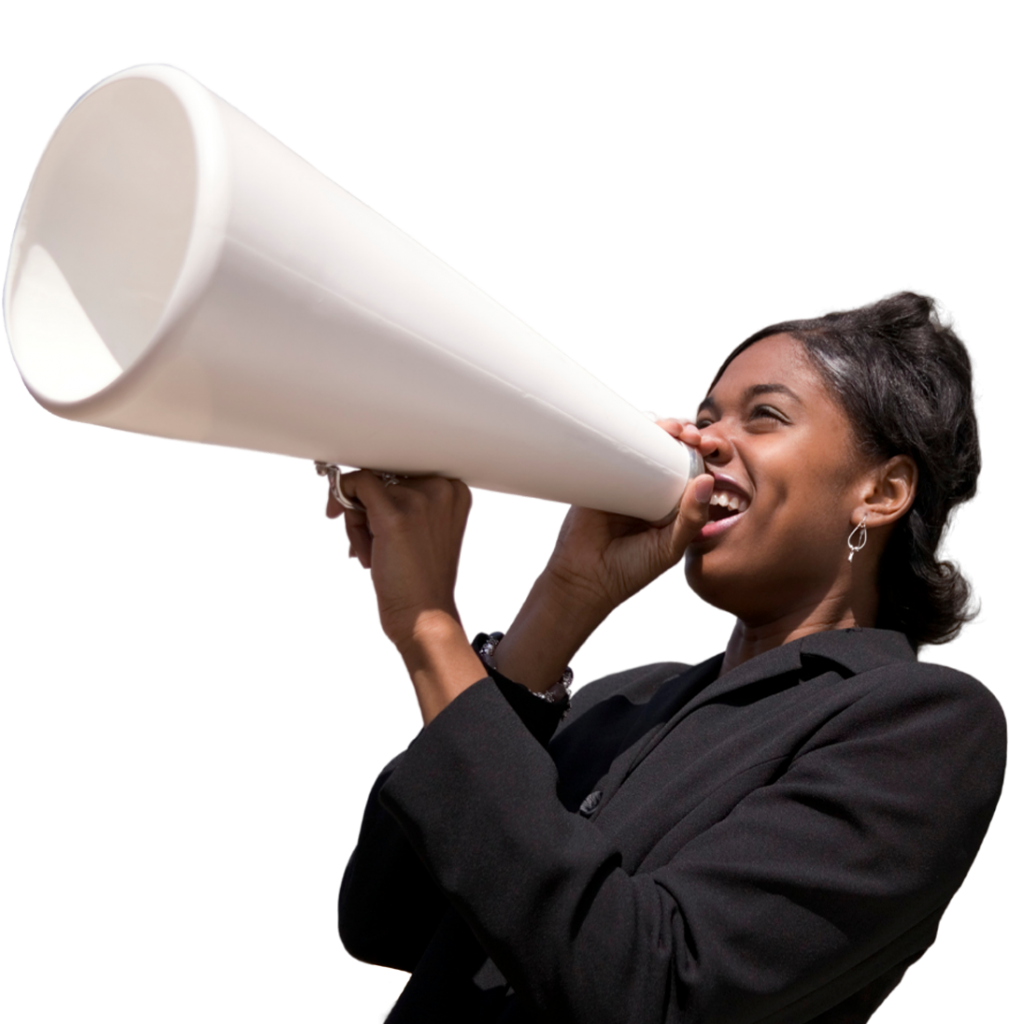 woman using megaphone