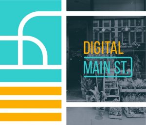 Digital Main Street logo with flower shop background