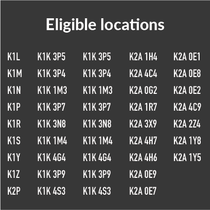 Eligible postal codes