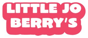 The logo for Little Jo Berry's which features white text and a thick pink outline