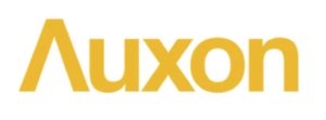 Logo for tech company Auxon - in gold text