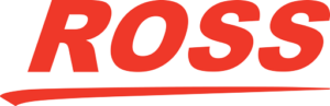 Ross Video's logo - red font over a white background, which reads as "Ross"