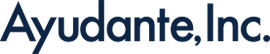 Logo for Ayudante, featuring the text, Ayudante, Inc. written in blue text