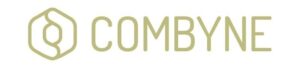 The logo for Combyne - with a design on the left and all caps text in a light green font on the right 