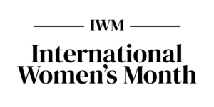 A text based logo for International Women's Month - written in black over a white background. 