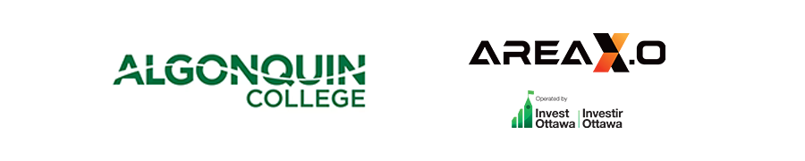Algonquin College and Area X.O operated by Invest Ottawa logos