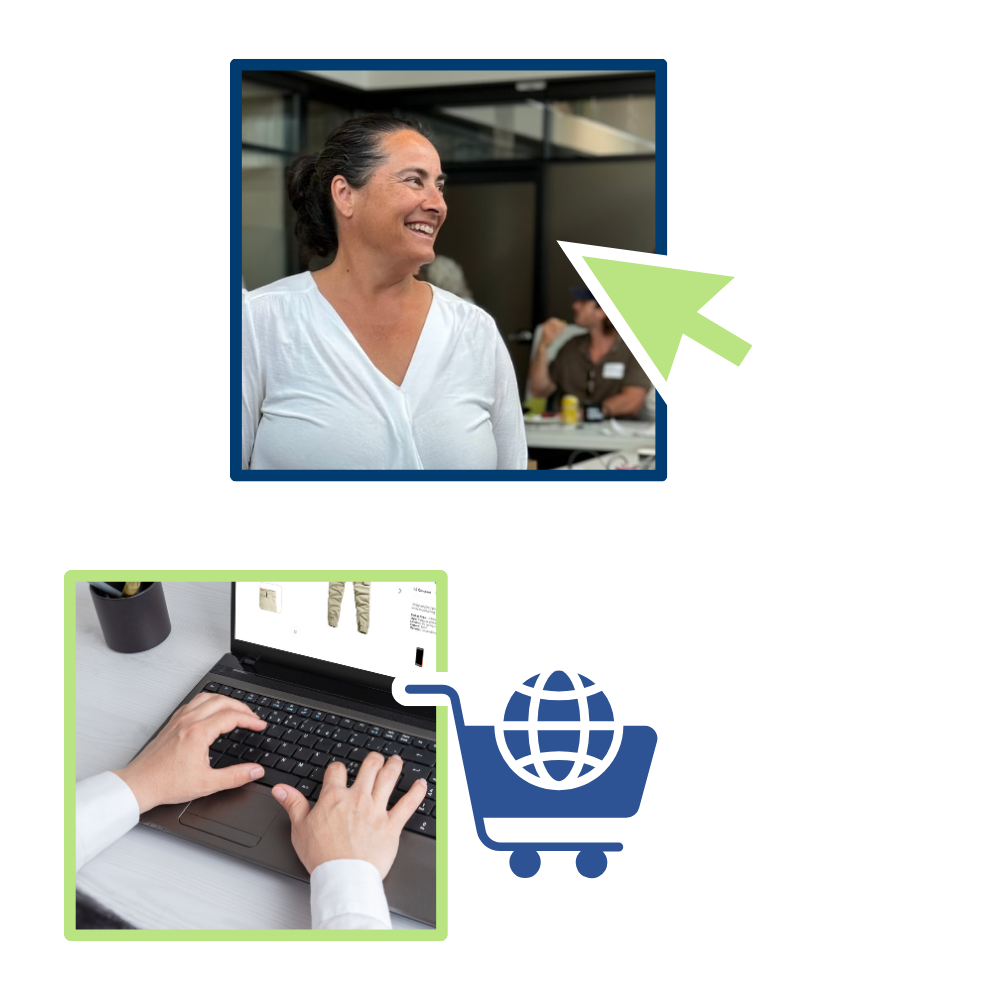 Collage of images, one showing a participant and one of someone on a computer