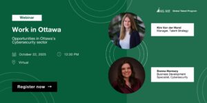 A promotional image for an October 22nd event titled 'Opportunities in Ottawa's Cybersecurity Sector.