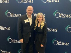 Kevin Reed, President and COO of the DRSR, and Invest Ottawa President and CEO Sonya Shorey at the Mayor's Breakfast Event in December, 2025.