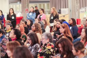 A group gathers for a meet up event. 