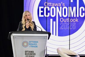 Sonya Shorey, President and CEO of Invest Ottawa speaking at the Ottawa Board of Trade's Ottawa's Economic Outlook 2026