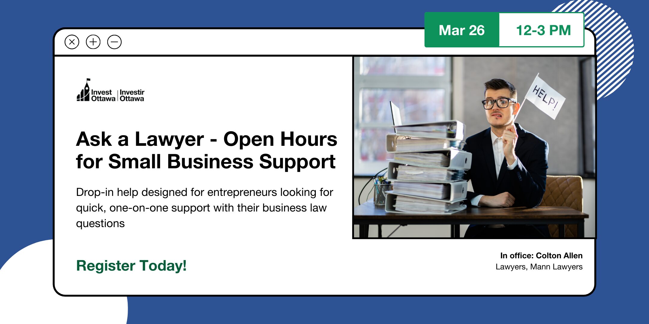 Ask a Lawyer – Open Hours for Small Business Support (In Person)