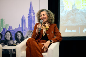 Tara Akhavan, CEO of AI4Eyes, sharing insights at The "F"Factor.