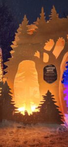 An instillation titled Lantern Grove which uses light to create artistic environments .