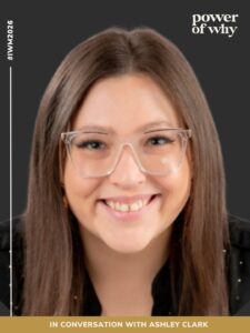 A profile image of Founder, Creative Director of Bougie Birch Ashley Clark. The logo for International Women's Month appears in the top right corner, while 'in conversation with Ashley Clark' appears at the bottom.