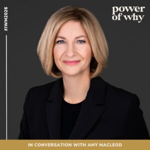 A profile image of Amy MacLeod, MDA Space. The text "In conversation with Amy MacLeod appears, with the logo for Power of Why 