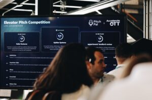 The leaderboard for PitchPal - an ai-powered pitch compeititon for attendees at AccelerateOTT