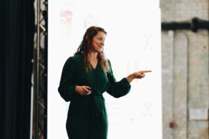 Ashley Faus, Marketing Leader, Atlassian delivers a keynote presentation at AccelerateOTT 2026. 