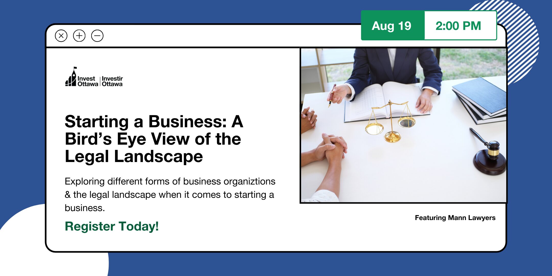 Starting a Business: A Bird’s Eye View of the Legal Landscape (Virtual)