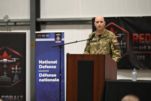 Lieutenant General Darcy Molstad speaking to attendees at the Area X.O Killaloe Red Cobalt event